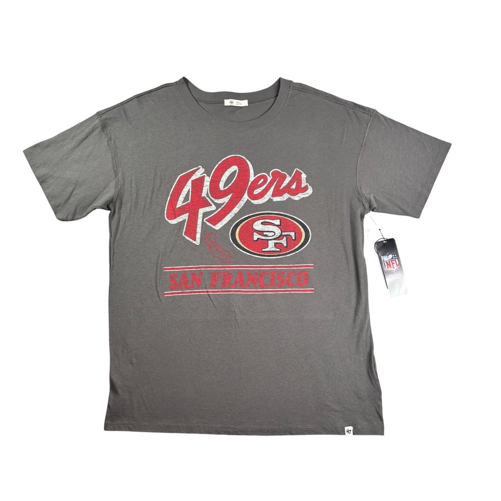 47 Brand San Francisco 49ers NFL T-Shirt Womens Small Gray Distressed Graphic